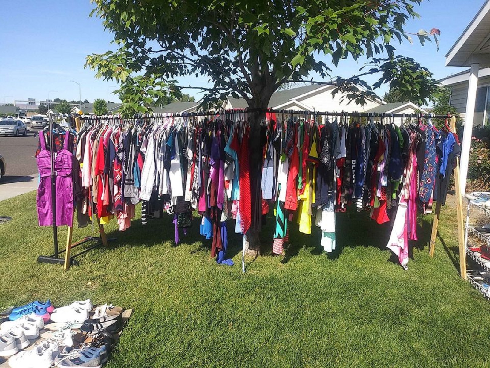 Making clothing racks for garage sale sale